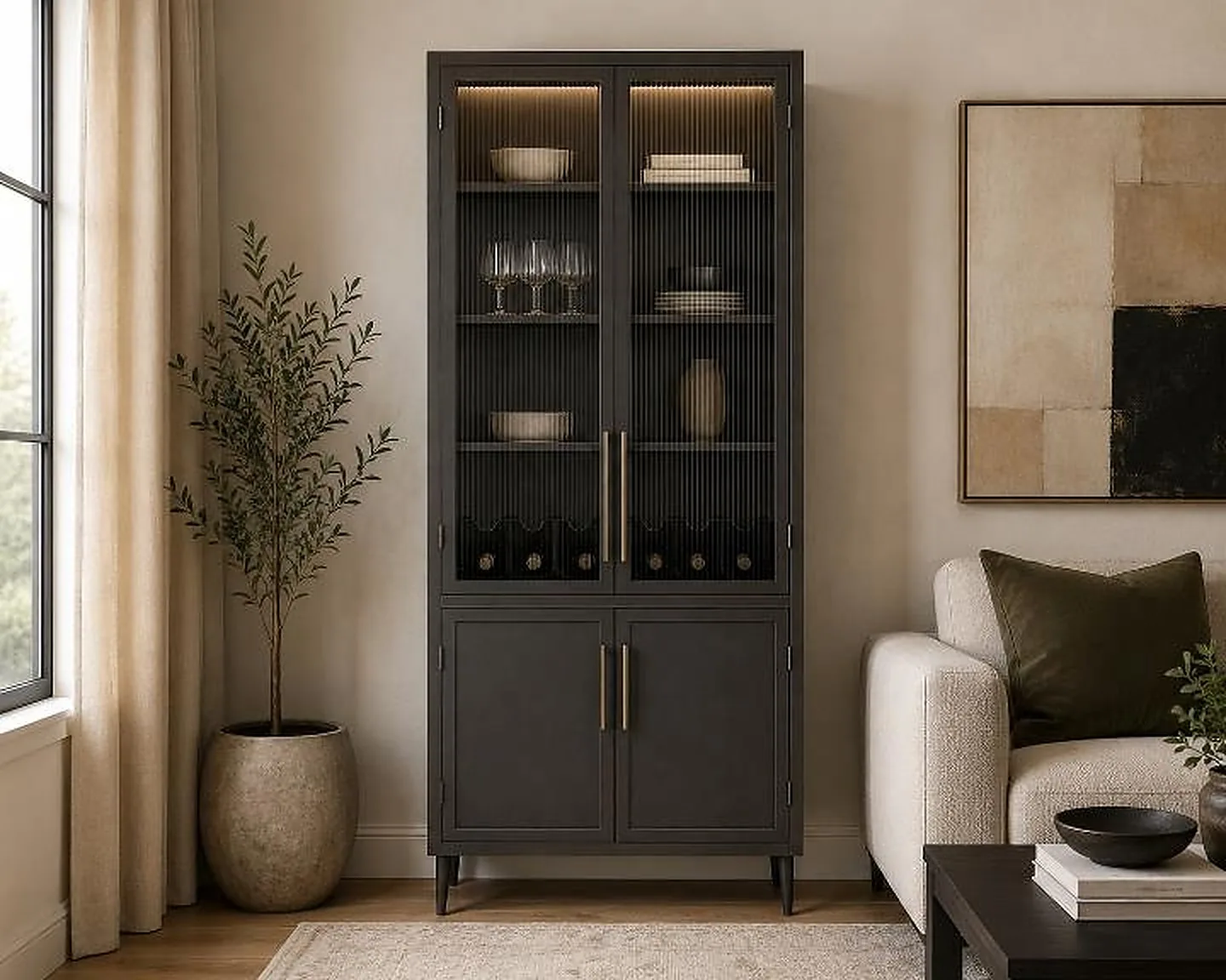 Tall Display Cabinet — Charcoal — main view