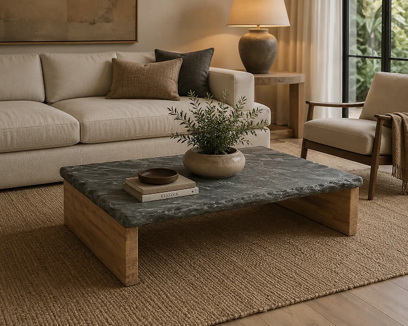Diva occasional table in a warm natural finish
